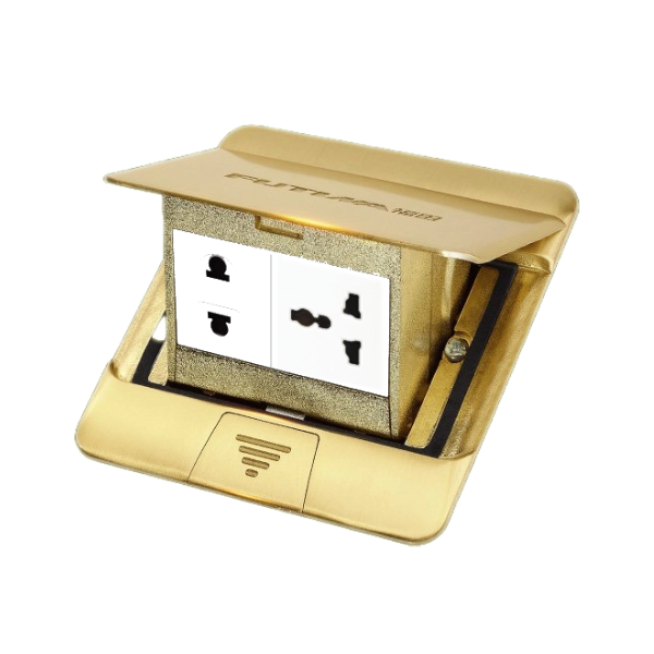 10A Universal with 2P Euro-American Socket I Futina Gold Floor Socket