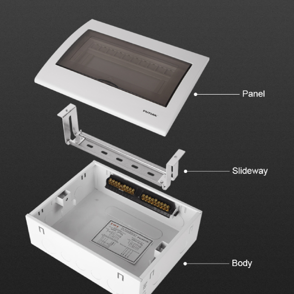 FTB Metal Electrical Power Distribution Box, Modular Electrical Enclosure, Plastic Cover + Metal Housing